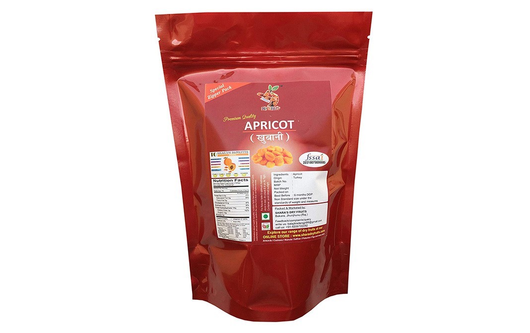 Shara's Sweet Dried Apricot (Khubani)    Pack  500 grams